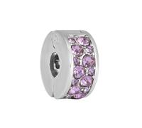 BlingNuts Sparkling Clip Lock Stopper Bead Pink Birthstone Clip Spacer Charm Compatible with Pandora Charms Bracelets for Mom Birthday Jewelry Gifts