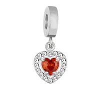 BlingNuts Sparkling I Love You Sister Birthday Red Crystal Heart Charm Compatible with Pandora Charms Bracelets for Women Dangle