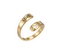 BlingNuts Stainless Steel Adjustable Size Christian Cross Love Faith Hope Blessed Religious Ring for Mom Daughter Sister Wife
