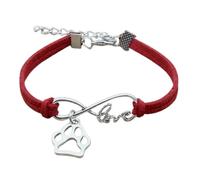 BlingNuts Stainless Steel Infinity Leather Bracelet with Dog Paw Print Charm for Women Adjustable Bracelet Love Friendship Jewelry Gift, One Size, Metal, no gemstone