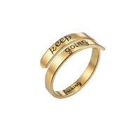 BlingNuts Stainless Steel Inspirational Rings Engraving Letter Spiral Wrap Twist Open Rings for Women Encouragement Lucky Jewelry Gifts, Stainless Steel, No Gemstone
