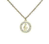 BlingNuts Teddy Bear Cross Lucky Clover Music Note Eiffel Tower Bling Cubic Zirconia Necklaces for Women, F, Stainless Steel, No Gemstone