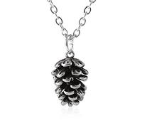 BlingNuts Tiny Acorn Charm Necklace Vintage Pinecone Necklace Gift for Nature Lover Festival Holiday Jewelry, F, Stainless Steel, No Gemstone