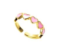 BlingNuts Tiny Cute Love Hearts Enamel Rings for Women Gold Pink White Black Blue Adjustable Statement Ring Gifts, Stainless Steel, No Gemstone