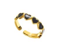 BlingNuts Tiny Cute Love Hearts Enamel Rings for Women Gold Pink White Black Blue Adjustable Statement Ring Gifts, Stainless Steel, No Gemstone