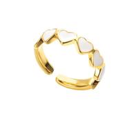 BlingNuts Tiny Cute Love Hearts Enamel Rings for Women Gold Pink White Black Blue Adjustable Statement Ring Gifts, Stainless Steel, No Gemstone