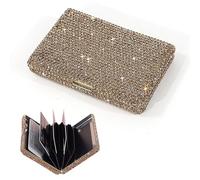 BlingSHD Business Card Case, Aluminium Purse, Credit Card Organizer, Rhinestone Decoration, Gold, Fashion, Unisex-Adults