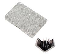 BlingSHD Business Card Case, Aluminium Purse, Credit Card Organizer, Rhinestone Design, Silvery, Fashion, Unisex-Adults