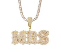 BlingSparkle Custom Chain Iced Out Pendants for Men Name Necklace Personalized Bubble Letter Necklace 18K Gold Plated Custom Letter Pendant Hip Hop Jewelry with Rope Chain for Women