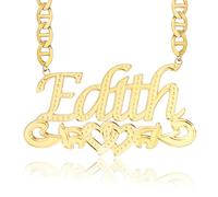 BlingSparkle Name Necklace Personalized 18k Gold Plated Name Plate Necklaces Double Plated Name Necklace Nameplate Pendant Custom Name Necklace Jewelry Gifts for Women