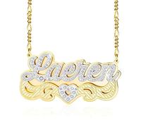 BlingSparkle Name Necklace Personalized Two Tone Double Plated Name Necklace 18K Gold-Plate Custom-Name-Necklace Jewelry Gifts for Women with Any Name or Letter