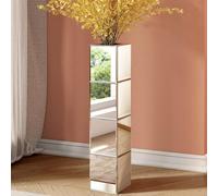 Blingworld Silver Mirrored Cube Vase, 28" Tall Modern Floor Vase for Dried Flowers or Decorative Branches