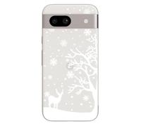Blingy's for Google Pixel 8a Case, Christmas Pattern with Winter Deer Falling Snowflakes Design Transparent Soft TPU Protective Clear Case (6.1 inch) (Snowy Deer)