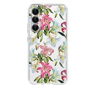Blingy's for Samsung Galaxy S25 Case, Cute Lily Flower Pattern Lovely Floral Style Transparent Soft TPU Protective Clear Case 6.2 Inch (Lily Vines)