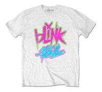 Blink 182 Kids T Shirt Neon Band Logo Official White (Ages 7-14 yrs) XL