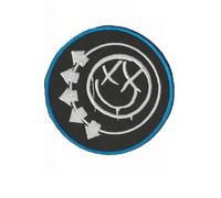 Blink 182 Smiley Red Blue Patch Badge Embroidered Iron on Applique Patch Accessory