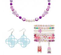 BLINK BOUNCE Korean Style Beaded Bracelets Set for Women, 6 Pcs Adjustable Heart Star Letter String Bracelets Handmade Boho Friendship Bracelets Jewelry Gift