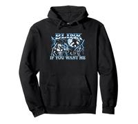 Blink If You Want Me - Cool Funny Wolf Meme Guys Novelty Men Pullover Hoodie