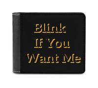 Blink If You Want Me Funny Men's Wallets Slim Front Pockets Bifold Wallet with ID Credit Card Holder