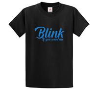 Blink If You Want Me Funny Pun Pickup Line Classic Unisex Adults T-Shirt (M, Black)