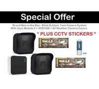 Blink Outdoor Twin Camera System: Sync Module, 4GB USB, Covers, 2 CCTV Stickers