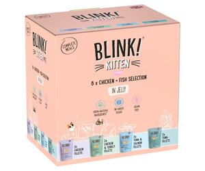 Blink Premium Chicken and Fish Fillets in Jelly Kitten Pouches - 8 x 85g