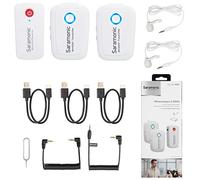 Blink500 B2W Wireless Lavalier Microphone VLog, Saramonic 2.4GHz Dual-Channel Stereo Mic, OLED Display & 3.5mm Headphone Output for DSLR, Video Cameras, Smartphones, Tablets