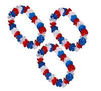 blinkee 3 Pack - Patriotic Pua Model - Hawaiian Lei Necklace - Red, White, Blue - Non-Light Up - Libertyville Luau Edition - Perfect for Independence Day, Parades, BBQs, and Festivals