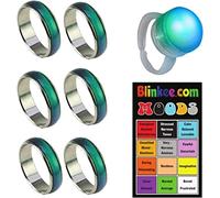 blinkee 6 Pcs Color Changing Mood Ring Sizes 5, 6, 7,8, 9 and 10 with Free 1 E-Mood Ring and Chart