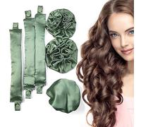 BLINKEEN Satin Heatless Curling Set, Pillow Soft Rollers with Hair Caps, No Heat Rods Headband for All Hair Types (3Sets-Olive Green)