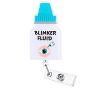Blinker Fluid Funny Badge Reel | Retractable ID Card Optometry Badge Holder | Name Tag Medical Work Badge Clip for Ophthalmologist RN LPN CNA MA ER Night Shift Nurse Doctor | Optometrist Gifts