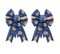 Blinket 2 Pack Blue Ramadan Wreath Bow - Golden Crescent Moon & Star, Golden Blue Stripes Bows Islamic Decoration for Ramadan Door Wreath Eid al-Fitr Home and Mosque Decor