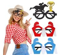 Blinket Kentucky Party Glasses 3 Pcs Horse Racing Party Eyeglasses Equestrian Photo Booth Props Fancy Dress Accessories Felt & PP Material for Horse Race Day Party Supplies Style C