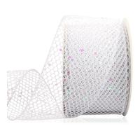 Blinket White Glitter Mesh Ribbon for Gift Wrapping, Bow Making, Tree Decor, Floral Bouquets, Wedding, Birthday Party Decor, DIY Crafts, 2.5" x 10 Yard