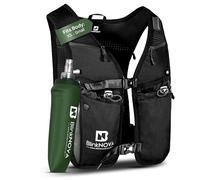 BlinkNova Running Vest with Phone Holder, Reflective Hydration Vest with Adjustable Waistband and Collapsible Water Bottle, Adjustable Unisex Hiking Accessories: Front Buckle Design - XS/S