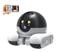 Blinky Bot Camera, Blinky Bot Pro Smart Robot Camera on wheels, 360° View Blinkybot Robot, Dual-Lens Mobile Pet Cameras with App Control, 2 Way Audio, Night Vision, Pet-Friendly Interactions(CREAM+128