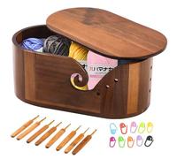 Blinrfilal Large oval Wooden Yarn Bowls For Knitting , Acacia Multi Hole Crochet Yarn Bowl With Lid,Smooth,preventing tangles,Ideal Gifts Set For Knitters, DIY Paintable