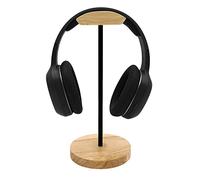 Bliocefo Headphone Stand Nature Wood & Metal Headset Hanger Mount Hook Gaming Holder Desktop Earphone Artful Functional Craftmanship Stand for All Headsets with Solid Wooden Base