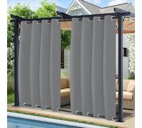 BliRiki Waterproof Outdoor Curtain for Patio - Top & Bottom Grommet Windproof Curtain Panels, Blackout Curtains for Porch Pergola Cabana Gazebo, 1 Panel, W72 xH84, Grey