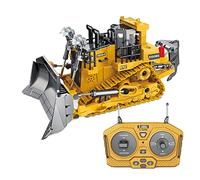 Blisfulhoks 1:24 2.4GHz 9 Channels Remote Control Tractor Toy Bulldozer RC Aluminum Alloy Engineering Tractor Toys for Kids Style B