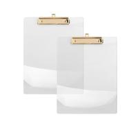 Blisfulhoks 2 Pack Clipboard Acrylic Clipboard Clear Acrylic Clipboard with Gold Clip, 8.8X12.2 A4 Letter Size, School and,Office Supplies