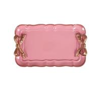 Blisfulhoks European Style Bow Cake Storage Trays Makeup Organizer Dessert Plate Square Decor Tray Kitchen Storage Trays 12x20Cm Pink