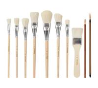 Blisfulhoks Mop Brush for Acrylic Painting,10 PCS Glaze Brushes for Pottery Goat Hair Blend Mop Brush Set for Pottery Acrylic Paint