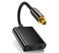 Blisfulhoks Optical Fiber Cable Splitter 2 in 1 Toslink Converter for HDTV DVD Digital TV Sound Bar Amplifier, Gold Plated Port