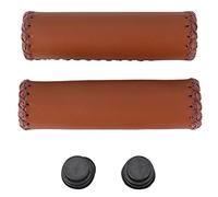 Blisfulhoks Pair Vintage leather bicycle Grips Grips trekking handlebars Cover Colour: Brown