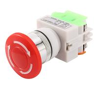 Blisfulhoks Red Mushroom Cap 1NO 1NC DPST Emergency Stop Push Button Switch AC 660V 10A