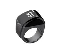 Blisfulhoks Zinc Alloy Smart Ring with Charging Box Waterproof Digital Counter APP Controlled Display 5 Prayer Time Reminders Black,18mm