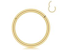 BLISI Grade 23 Titanium Nose Rings Hoops - 20G/18G/16G, 6/7/8/9/10mm Diameter, Hinged Click Rings for Nose, Lip, Helix, Cartilage, Rook - Hypoallergenic sleeper earrings, Black/Silver/Gold/Pink, 20