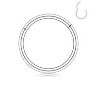 BLISI Grade 23 Titanium Nose Rings Hoops - 20G/18G/16G, 6/7/8/9/10mm Diameter, Hinged Click Rings for Nose, Lip, Helix, Cartilage, Rook - Hypoallergenic sleeper earrings, Black/Silver/Gold/Pink, 20