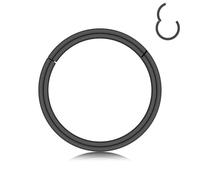 BLISI Grade 23 Titanium Nose Rings Hoops - 20G/18G/16G, 6/7/8/9/10mm Diameter, Hinged Click Rings for Nose, Lip, Helix, Cartilage, Rook - Hypoallergenic sleeper earrings, Black/Silver/Gold/Pink, 20